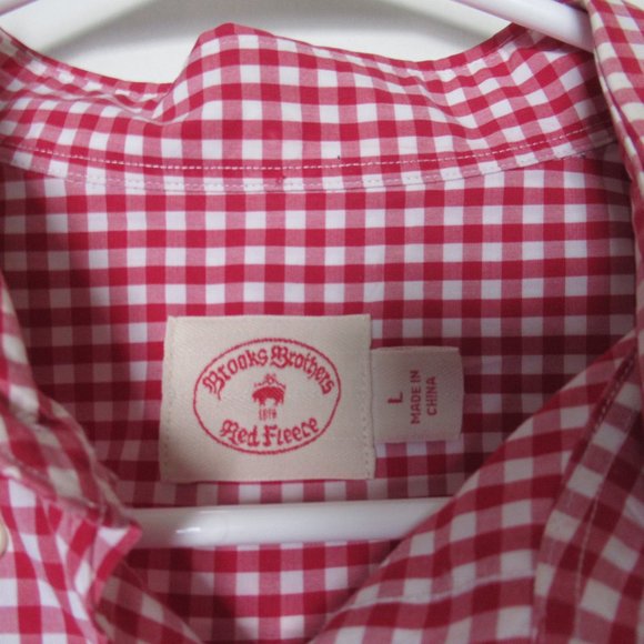 Gingham Dess Shirt in Red/White, Brooks Brothers, Size L, preowned - Picture 2 of 3